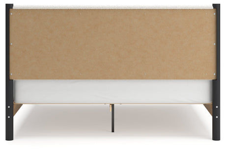 Cadmori King Upholstered Panel Bed, Dresser and Mirror