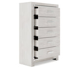 Altyra Queen Bookcase Panel Bed, Dresser, Mirror and Chest