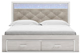 Altyra King Upholstered Storage Bed, Dresser, Mirror and 2 Nightstands