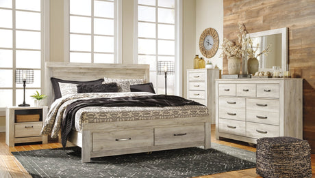 Bellaby King Storage Bed, Dresser, Mirror, Chest and 2 Nightstands