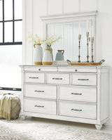 Kanwyn King Panel Bed, Dresser, Mirror and 2 Nightstands