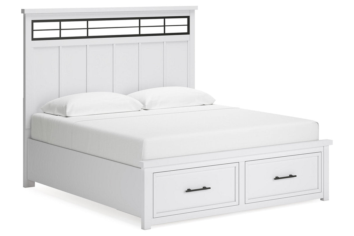 Ashbryn White/Natural King Storage Platform Bed