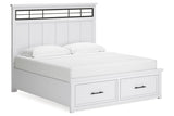 Ashbryn White/Natural King Storage Platform Bed