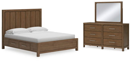 Cabalynn California King Panel Bed with Storage, Dresser and Mirror
