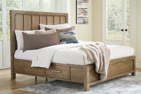 Cabalynn King Panel Bed with Storage, Dresser and Mirror