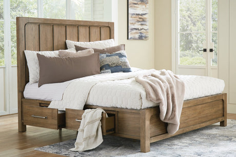 Cabalynn California King Panel Bed with Storage, Dresser and Mirror