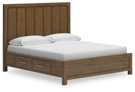 Cabalynn King Panel Bed with Storage, Dresser and Mirror