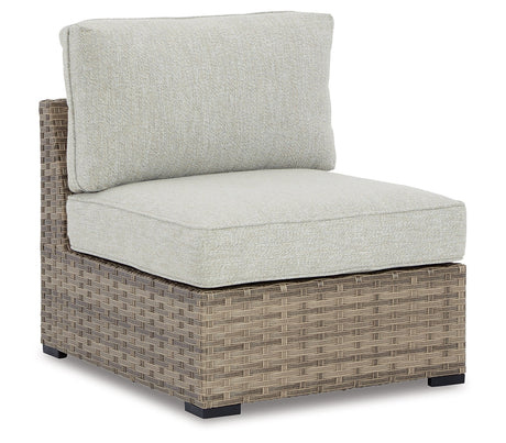 Calworth Outdoor Armless Chair with Cushion (Set of 2)