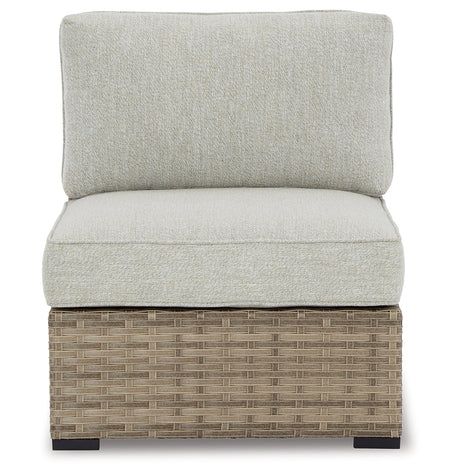 Calworth Outdoor Armless Chair with Cushion (Set of 2)