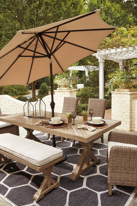 Beachcroft Outdoor Dining Table with 2 Chairs and 2 Benches