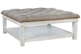 Kanwyn Whitewash Upholstered Ottoman Coffee Table
