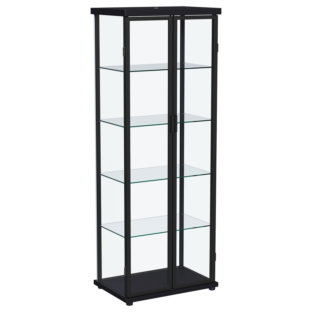 Aero Black 5-Shelf Display Curio Cabinet with LED and Clear Tempered Glass Shelves