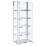 Aero Glossy White 5-Shelf Display Curio Cabinet with LED and Clear Tempered Glass Shelves