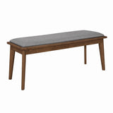 Alfredo Gray and Natural Walnut Upholstered Dining Bench