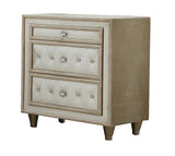 Antonella Ivory and Camel Upholstered 3-Drawer Nightstand