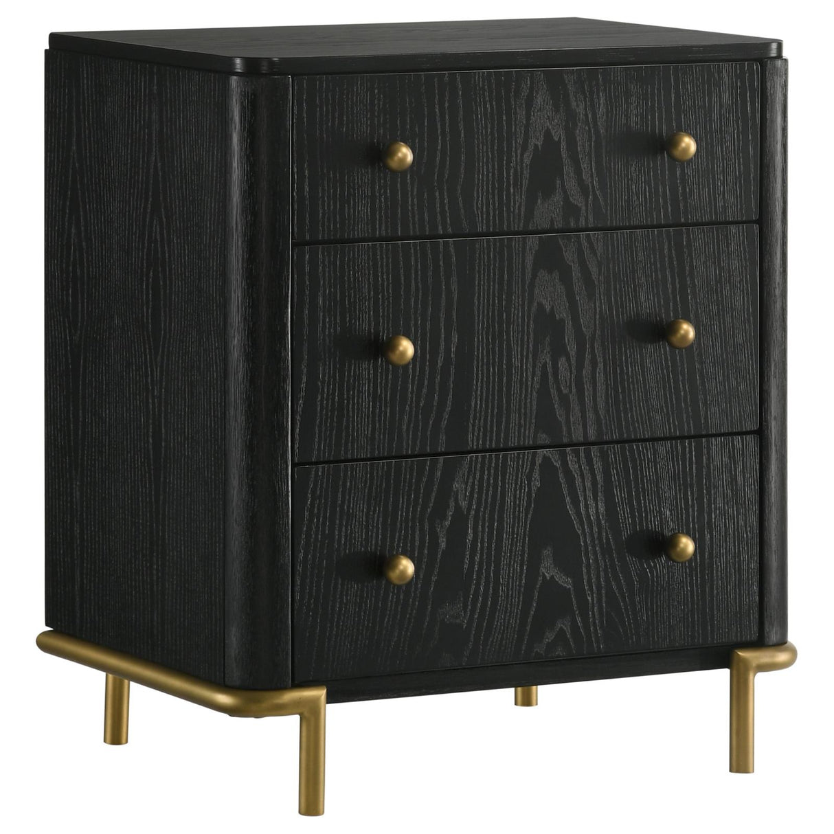 Arini Black 3-Drawer Nightstand