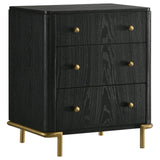 Arini Black 3-Drawer Nightstand