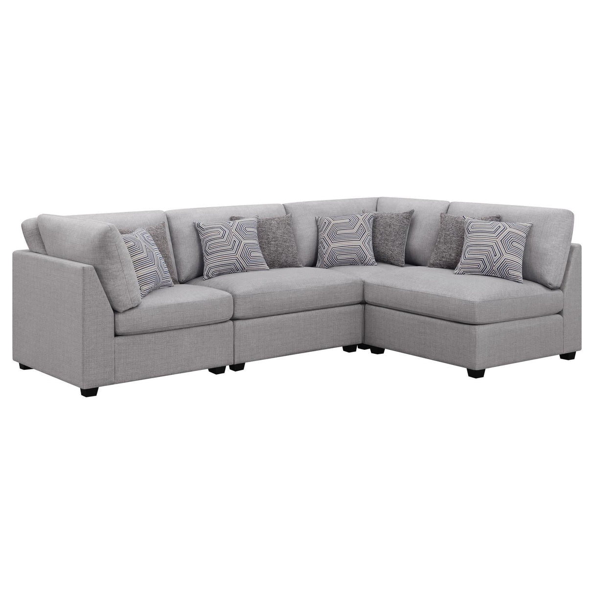 Cambria Gray Upholstered 4-Piece Modular Sectional
