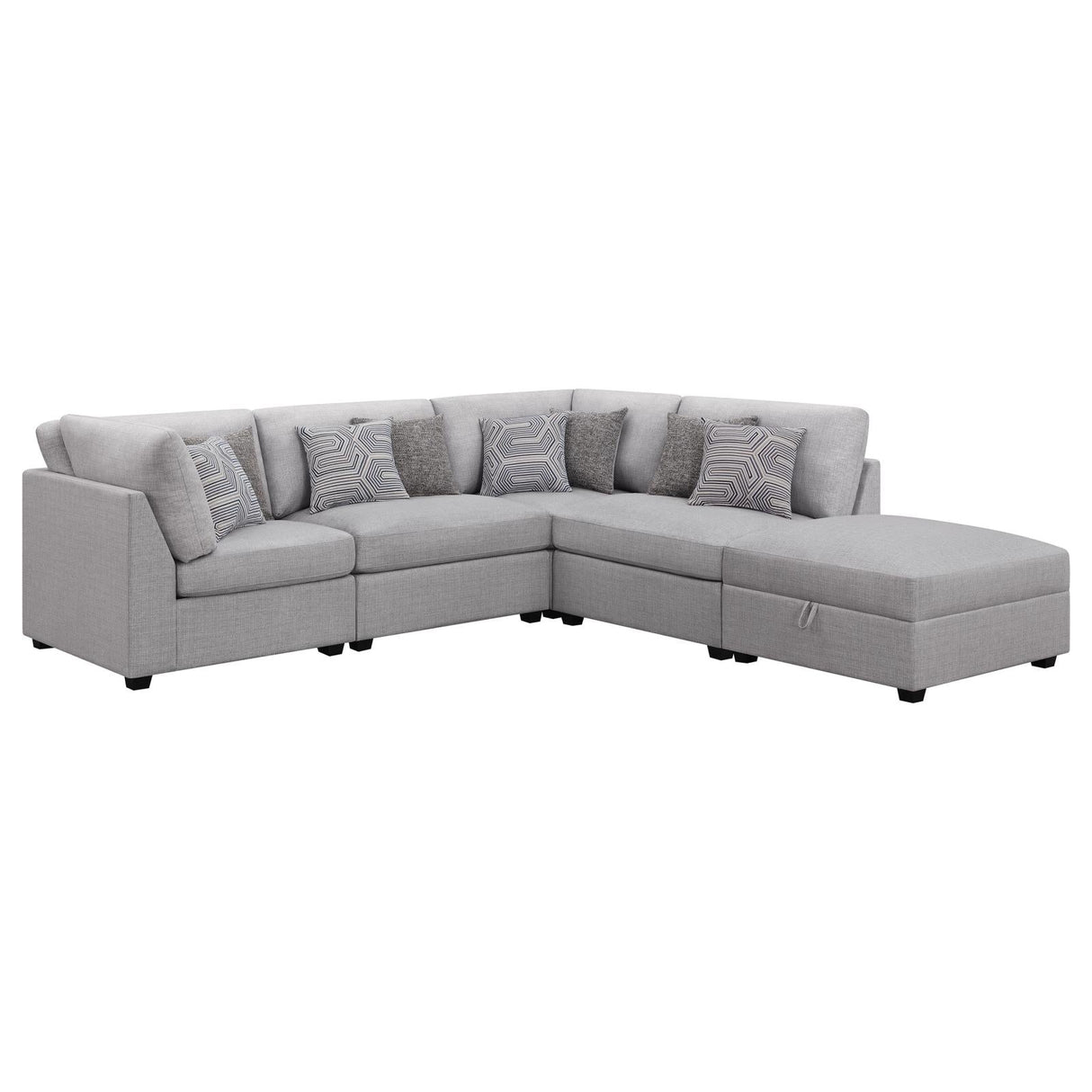 Cambria Gray Upholstered 5-Piece Modular Sectional