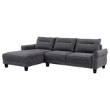 Caspian Gray Upholstered Curved Arms Sectional Sofa