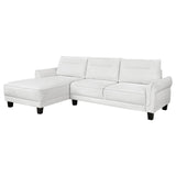 Caspian White and Black Upholstered Curved Arms Sectional Sofa