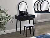 Cecilia Black LED Vanity Table & Stool