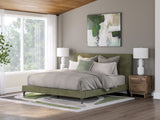 Chirason Sage Green King Upholstered Bed with Roll Slats