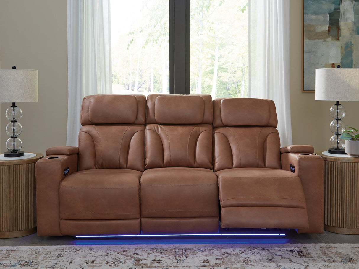 Clean-Slate Caramel Power Reclining Sofa