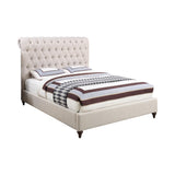 Devon Beige Button Tufted Upholstered Full Bed