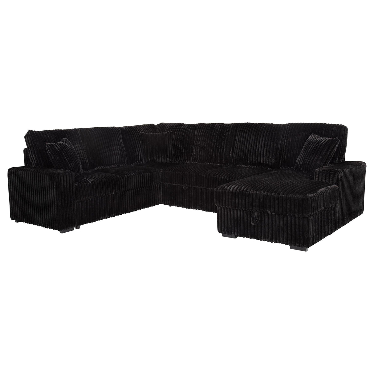 Devonshire Black Sleeper Sectional Sofa with Storage Chaise