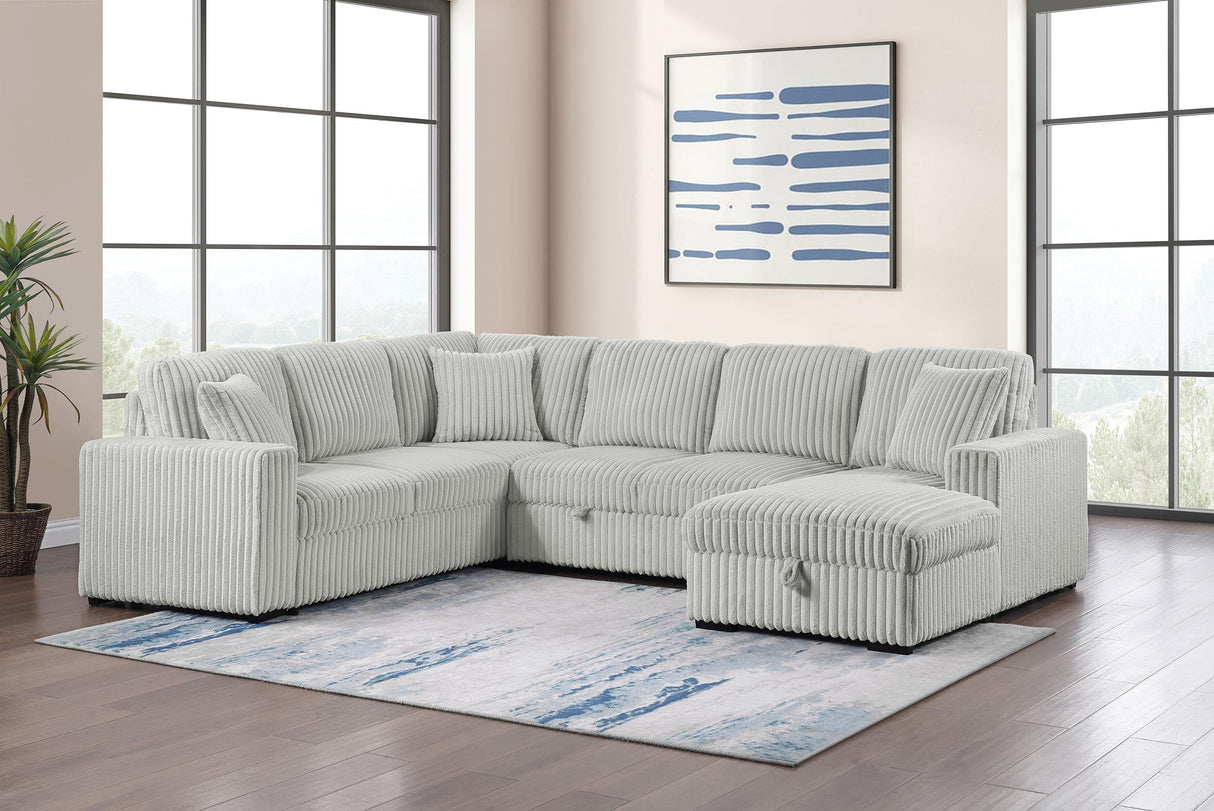 Devonshire Gray Sleeper Sectional Sofa Storage Chaise