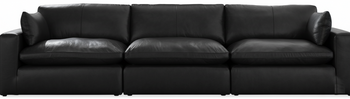 Emilia Black 3-Piece Leather Modular Sofa