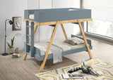 Frankie Blue Twin Over Twin Bunk Bed with 7-inch Mattresses