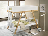 Frankie White Twin Over Twin Bunk Bed with 7-inch Mattresses