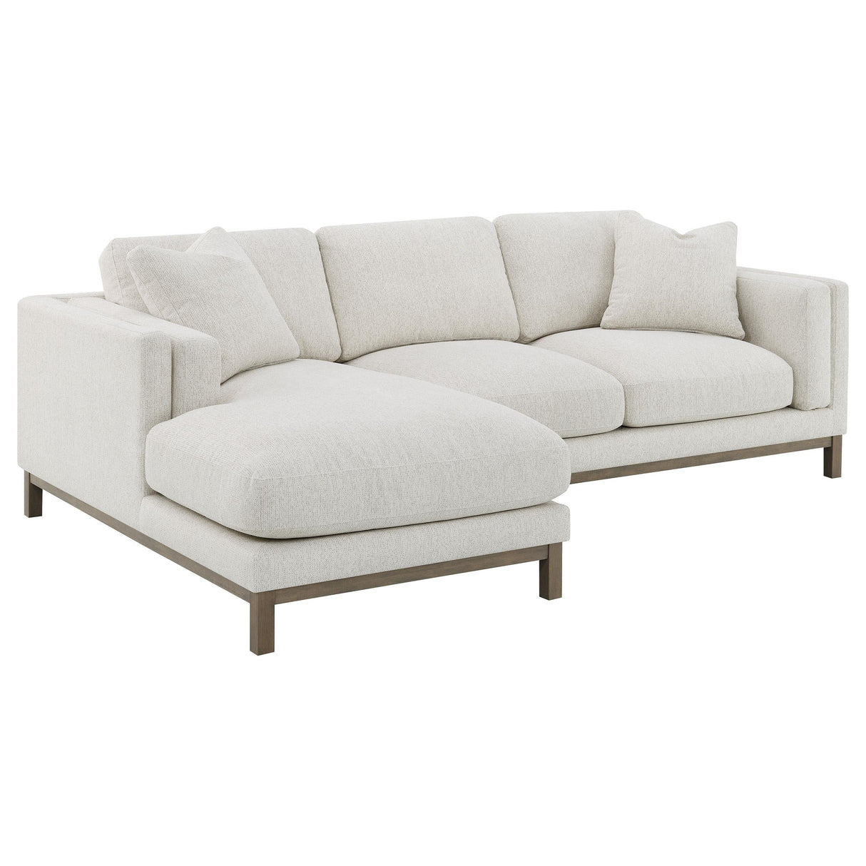 Geneva Sand Boucle Upholstered Sectional Chaise Sofa