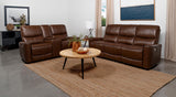 Greenfield Saddle Brown 2-Piece Upholstered Power Reclining Living Room Set