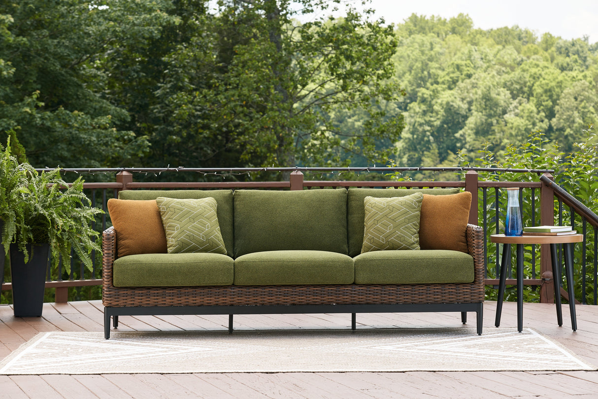 Horizon Hall Brown/Green Outdoor Sofa with Cushion