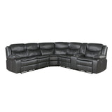 Hewitt Black Leather Upholstered Power Reclining Sectional
