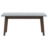 Alfredo Gray and Natural Walnut Upholstered Dining Bench