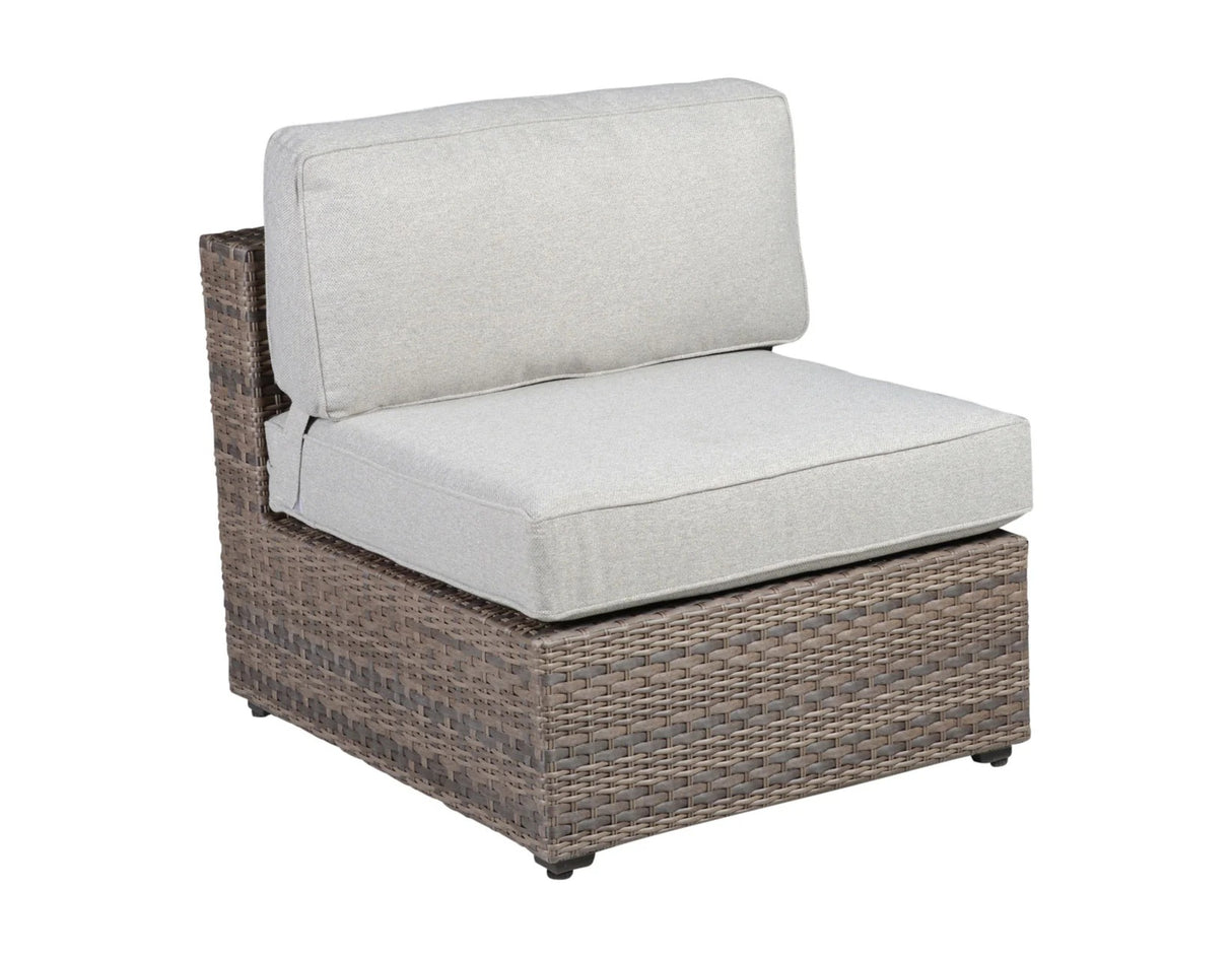 Calworth Beige Outdoor Armless Chair with Cushion