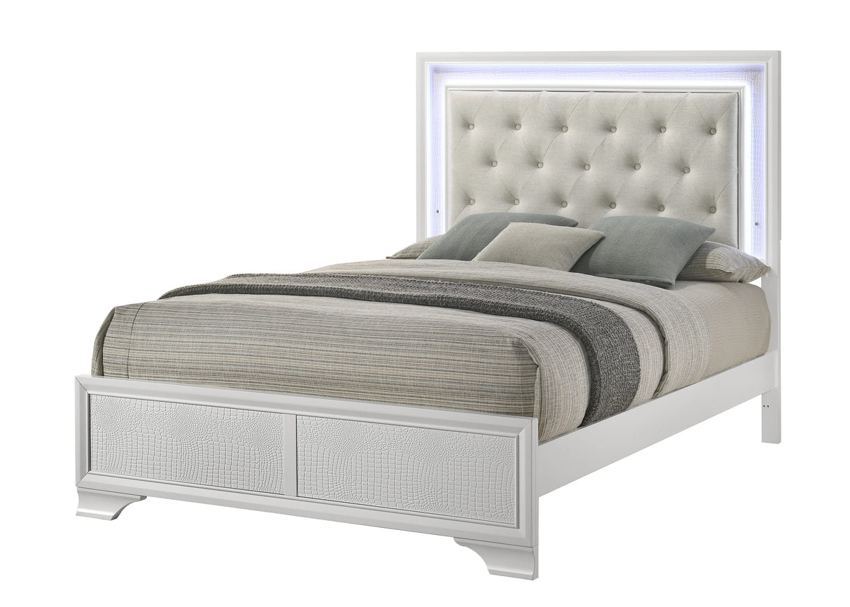 Chevanna Platinum King LED Upholstered Panel Bed