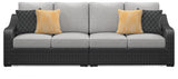 Beachcroft Black/Light Gray Outdoor Sofa with Cushion