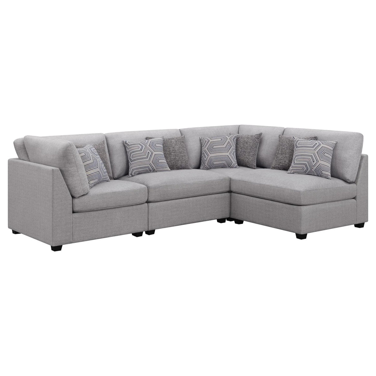 Cambria Gray Upholstered 4-Piece Modular Sectional