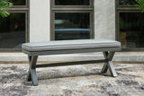 Beachcroft Black/Light Gray Outdoor Bench with Cushion