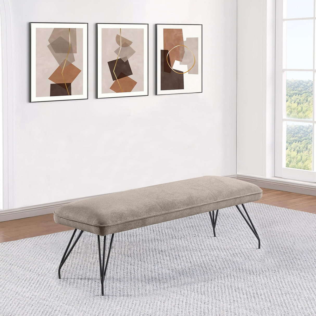 Dodson Taupe Upholstered Dining Bench