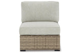 Calworth Beige Outdoor Armless Chair with Cushion