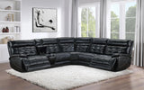 Hewitt Black Leather Upholstered Power Reclining Sectional