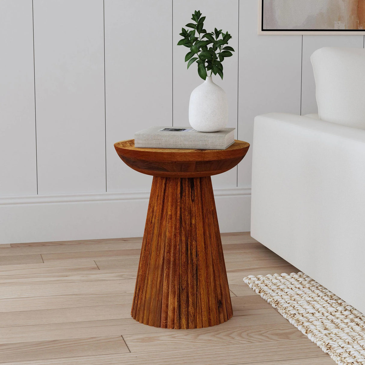 Aureo Wild Honey Round Solid Wood Accent Side Table