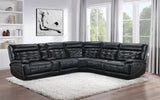 Hewitt Black Leather Upholstered Power Reclining Sectional