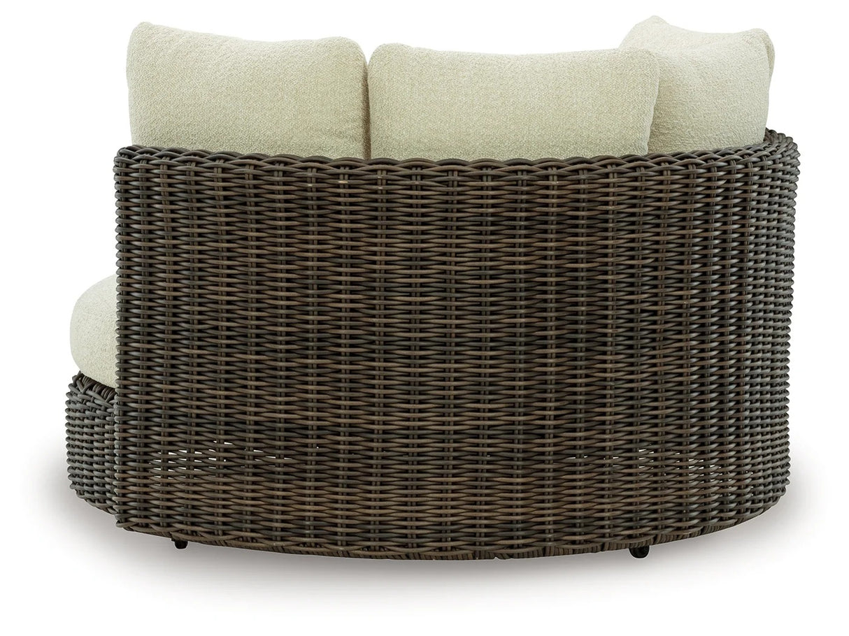 Kimora Beige/Dark Brown Outdoor Swivel Lounge Chair with Cushion